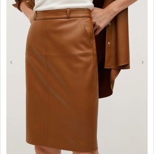 Mango brown faux leather pencil skirt